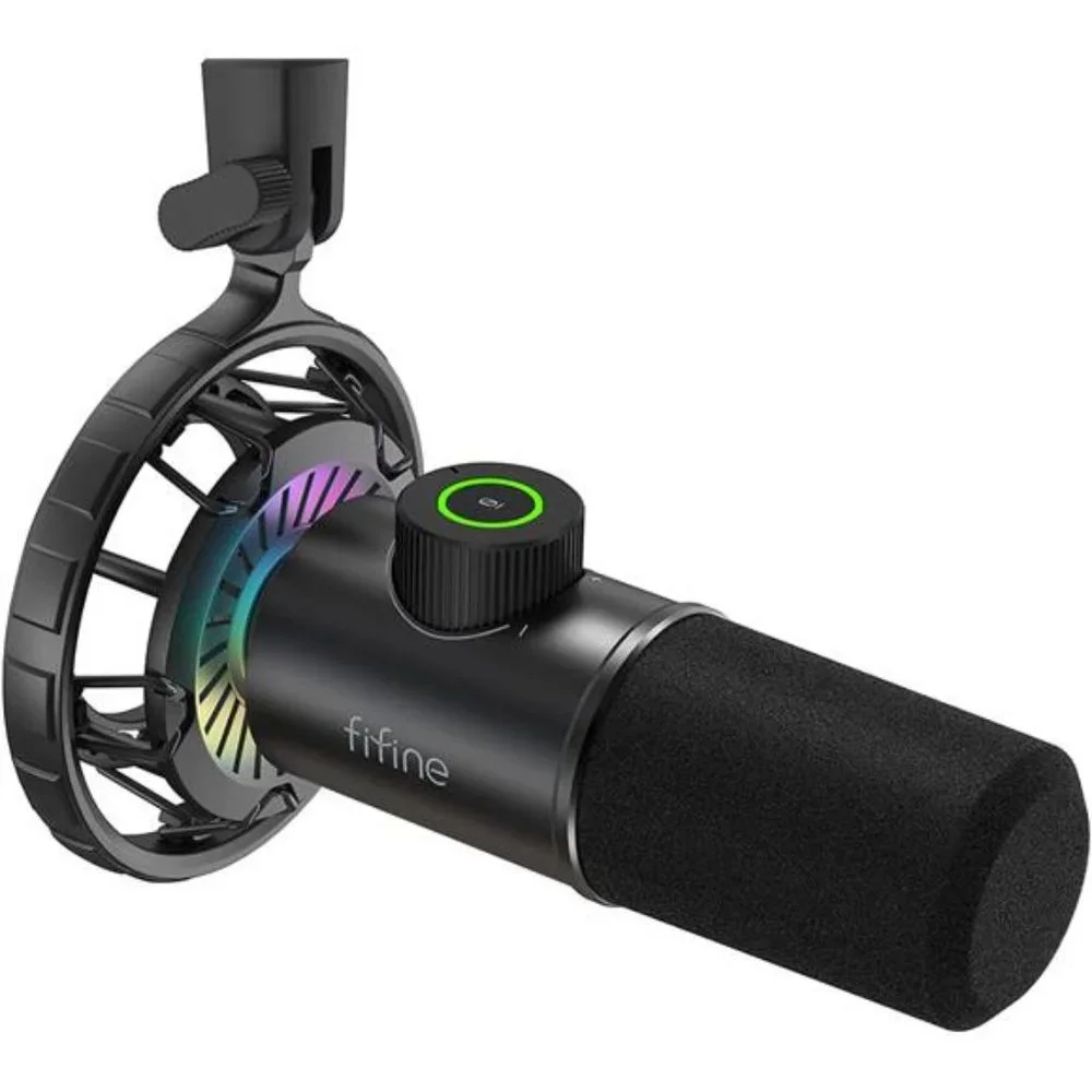 USB Gaming Microphone, RGB Dynamic Mic for PC, with Tap-to-Mute Button,Plug&Play